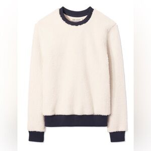Tory Sport NWT Sherpa fleece pullover in Snow White with navy Size L